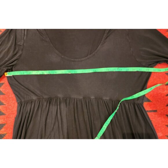 Black Flowy Long-Sleeve Babydoll Top XXL 100% Cotton Womens Boho Style With Scoo - Picture 4 of 16